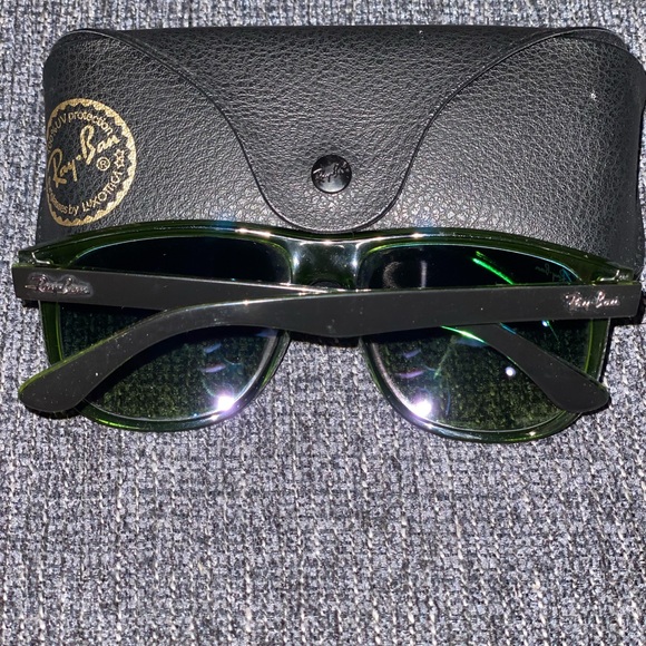 WORN ONCE- Ray-Ban Black Sunglasses - Green Tint - Picture 4 of 6
